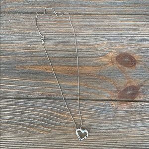 Silver heart necklace with single diamond